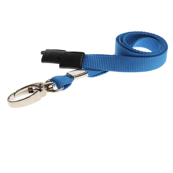 Billede af Lyse blå Lanyard / Halssnor / Keyhanger / Nøglesnor / Halsrem 10 mm med metal karabinhage. 100% polyester. Breakaway / break-away. 60270568